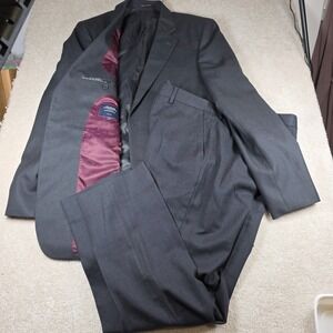 Charles Tyrwhitt Suit Men 40L 34W Charcoal Gry Slim Fit Super 120s Wool Birdseye